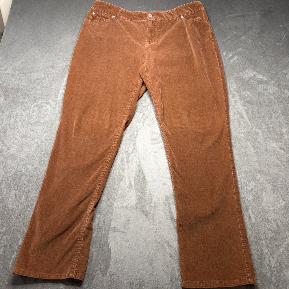 J. Jill Slim Leg Pants Womens 14 Brown Corduroy Stretch Mid Rise 5 Pocket Fall